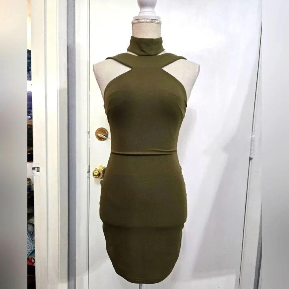 Dance And Marvel Sleeveless Olive Bodycon Dress NWT Sz Small